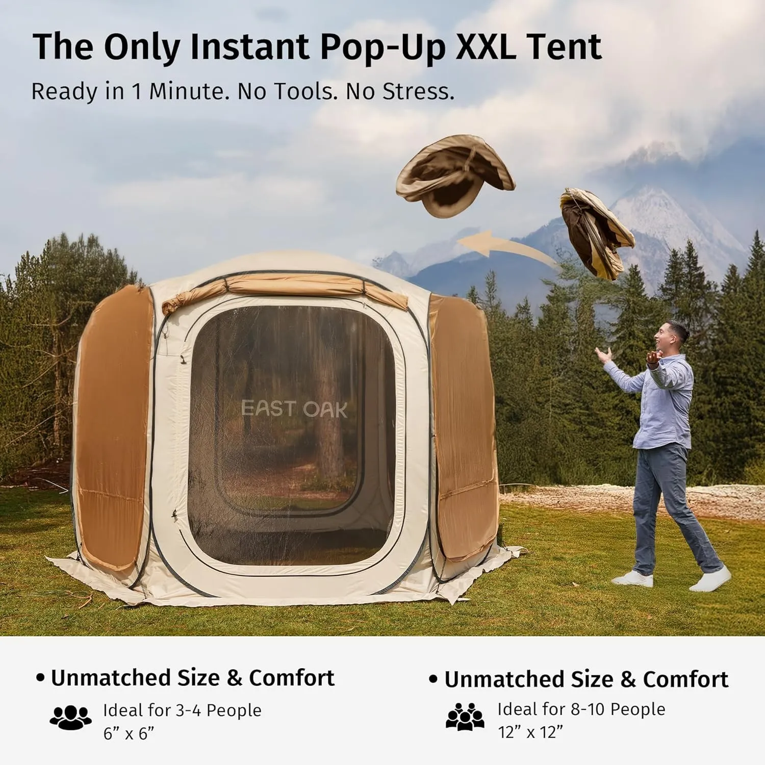 Sunshades Returning customer offer | Waterproof with Screen | Outdoor with Up Shelter Walls Mesh Portable OAK Tent with Carry Patio, Birthday discount and Beach EAST Beige Bag Pop Canopy House Gazebo Camping, 4/6 | for |