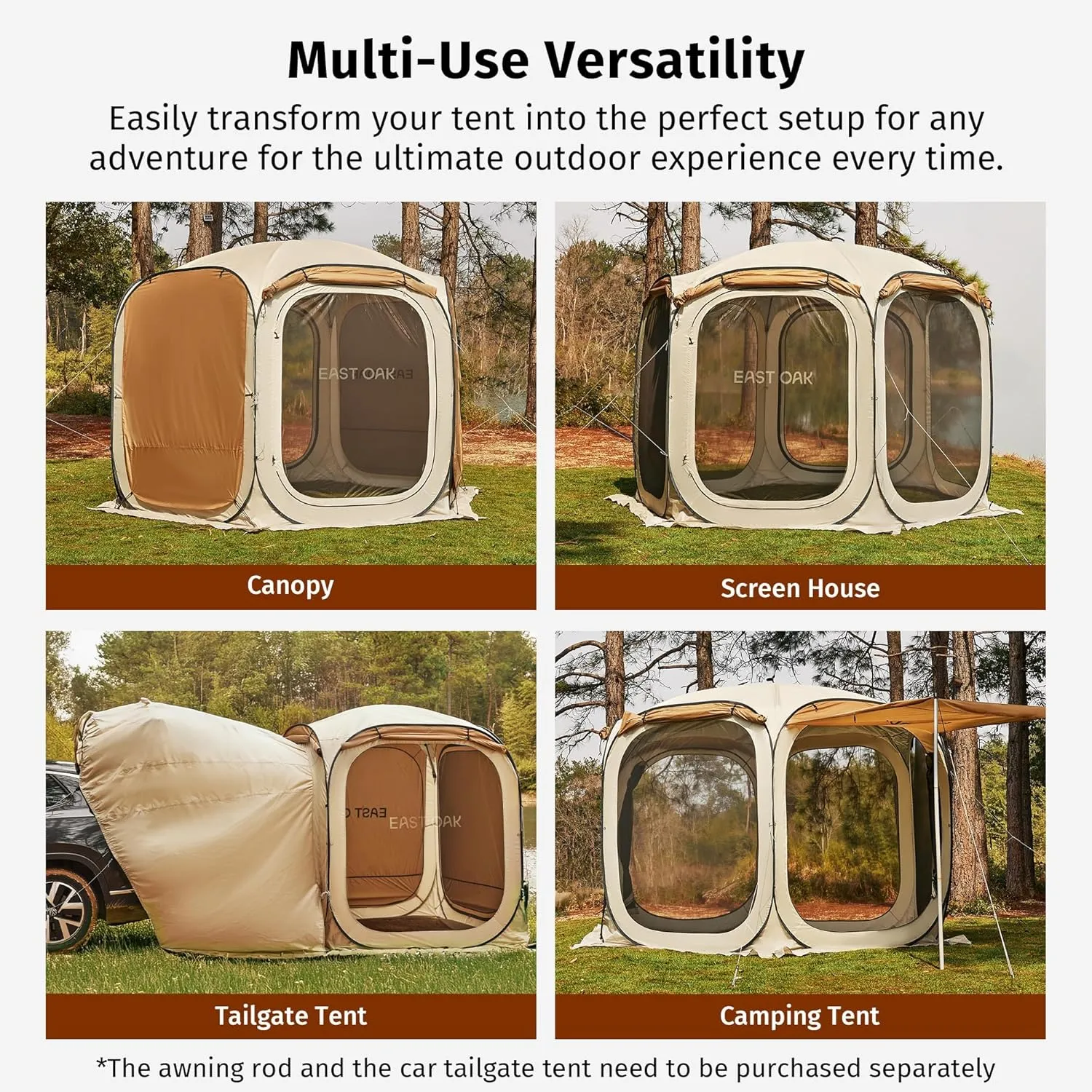 Sunshades Returning customer offer | Waterproof with Screen | Outdoor with Up Shelter Walls Mesh Portable OAK Tent with Carry Patio, Birthday discount and Beach EAST Beige Bag Pop Canopy House Gazebo Camping, 4/6 | for |