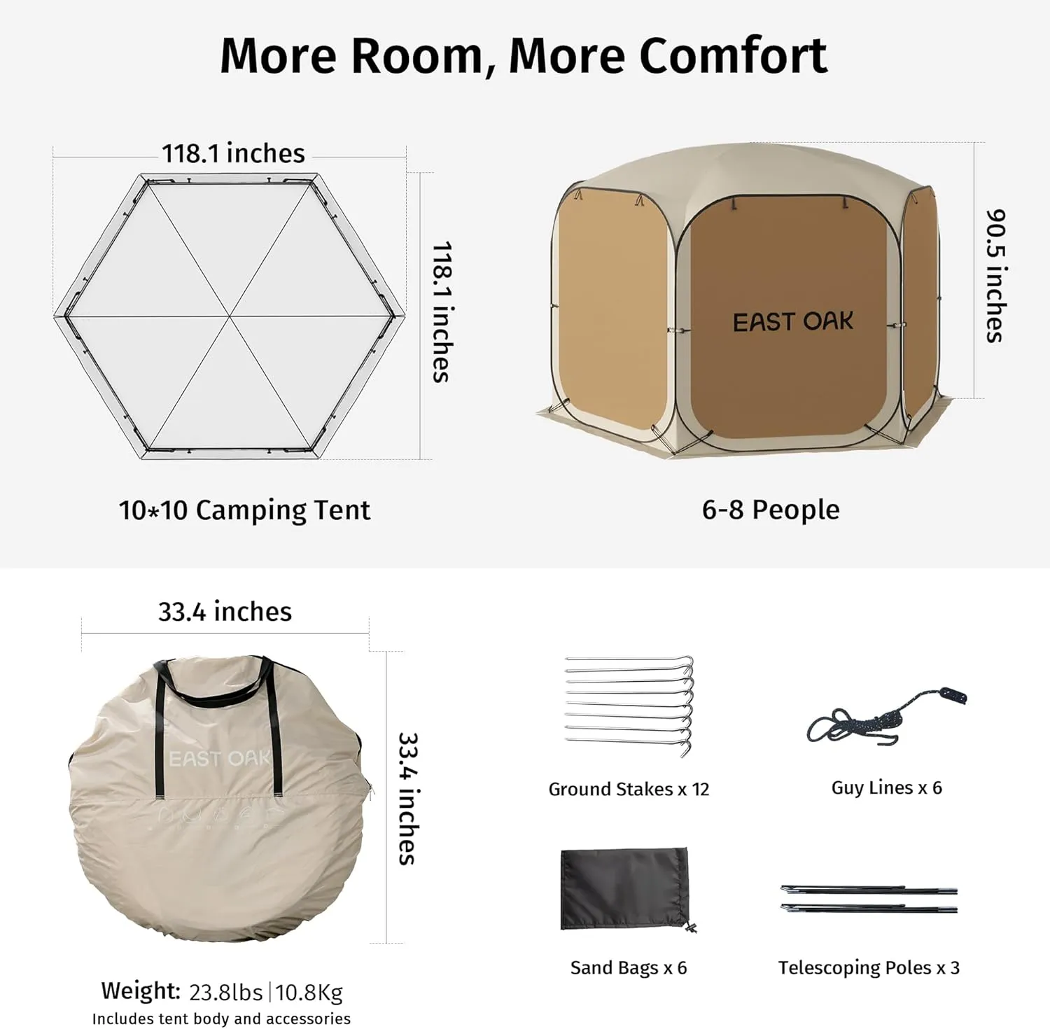 Sunshades Returning customer offer | Waterproof with Screen | Outdoor with Up Shelter Walls Mesh Portable OAK Tent with Carry Patio, Birthday discount and Beach EAST Beige Bag Pop Canopy House Gazebo Camping, 4/6 | for |