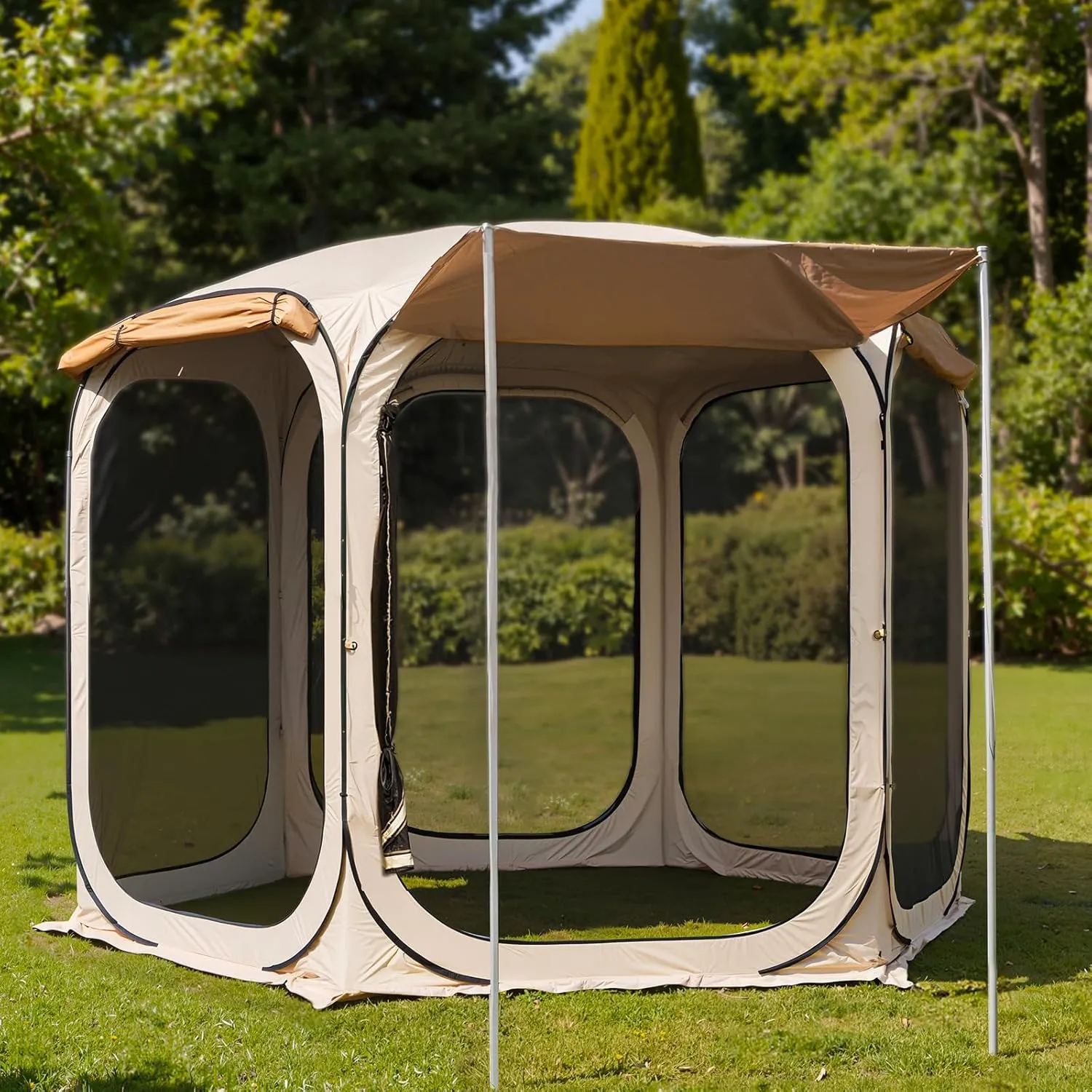 Sunshades Returning customer offer | Waterproof with Screen | Outdoor with Up Shelter Walls Mesh Portable OAK Tent with Carry Patio, Birthday discount and Beach EAST Beige Bag Pop Canopy House Gazebo Camping, 4/6 | for |