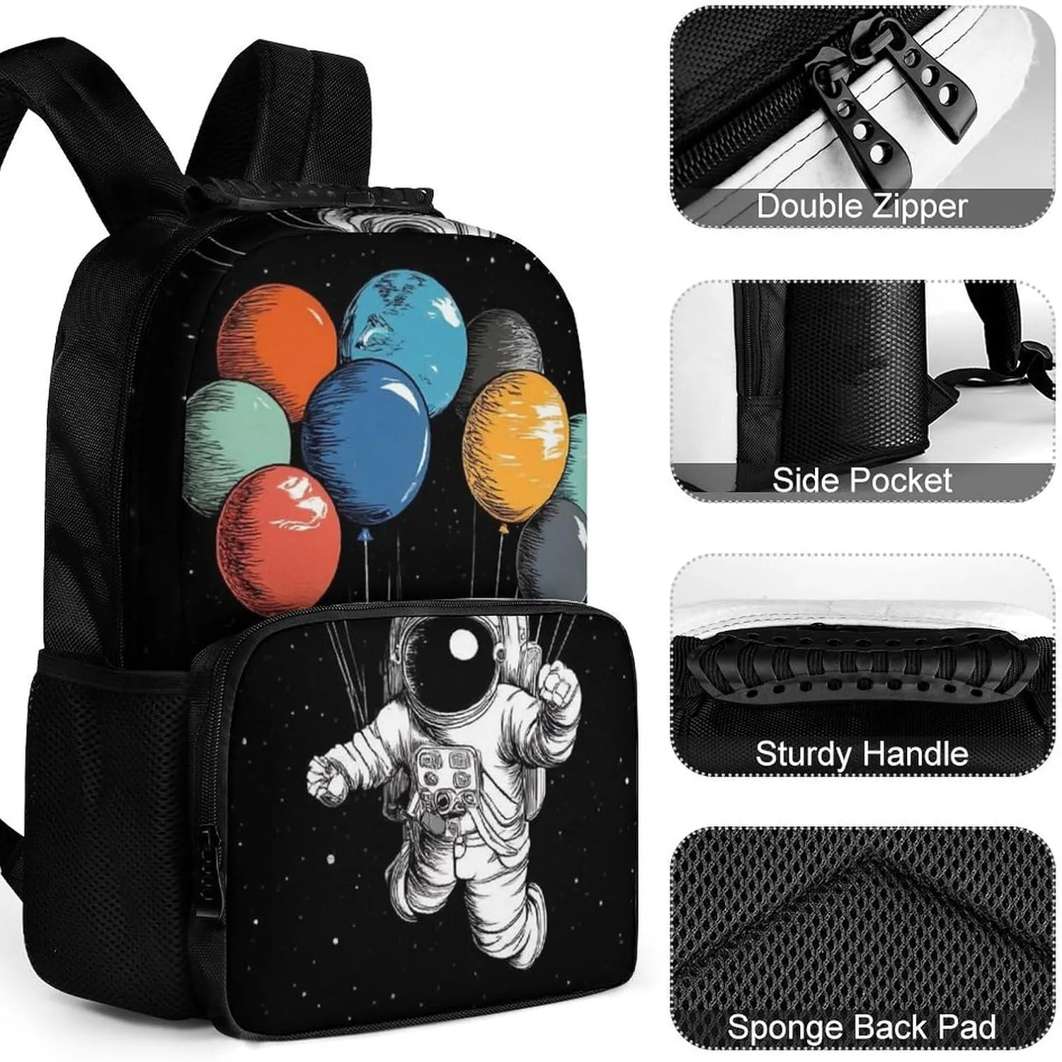 Supdreamc Adults Lightweight Trippy Space Astronaut Planet Art Rucksacks Large Capacity Bookbag With Adjustable Shoulder Straps for Trekking Outdoors Bicycle