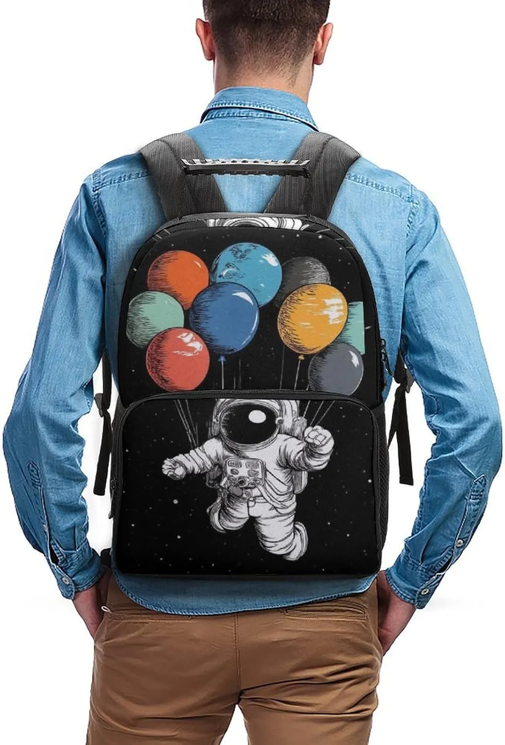 Supdreamc Adults Lightweight Trippy Space Astronaut Planet Art Rucksacks Large Capacity Bookbag With Adjustable Shoulder Straps for Trekking Outdoors Bicycle