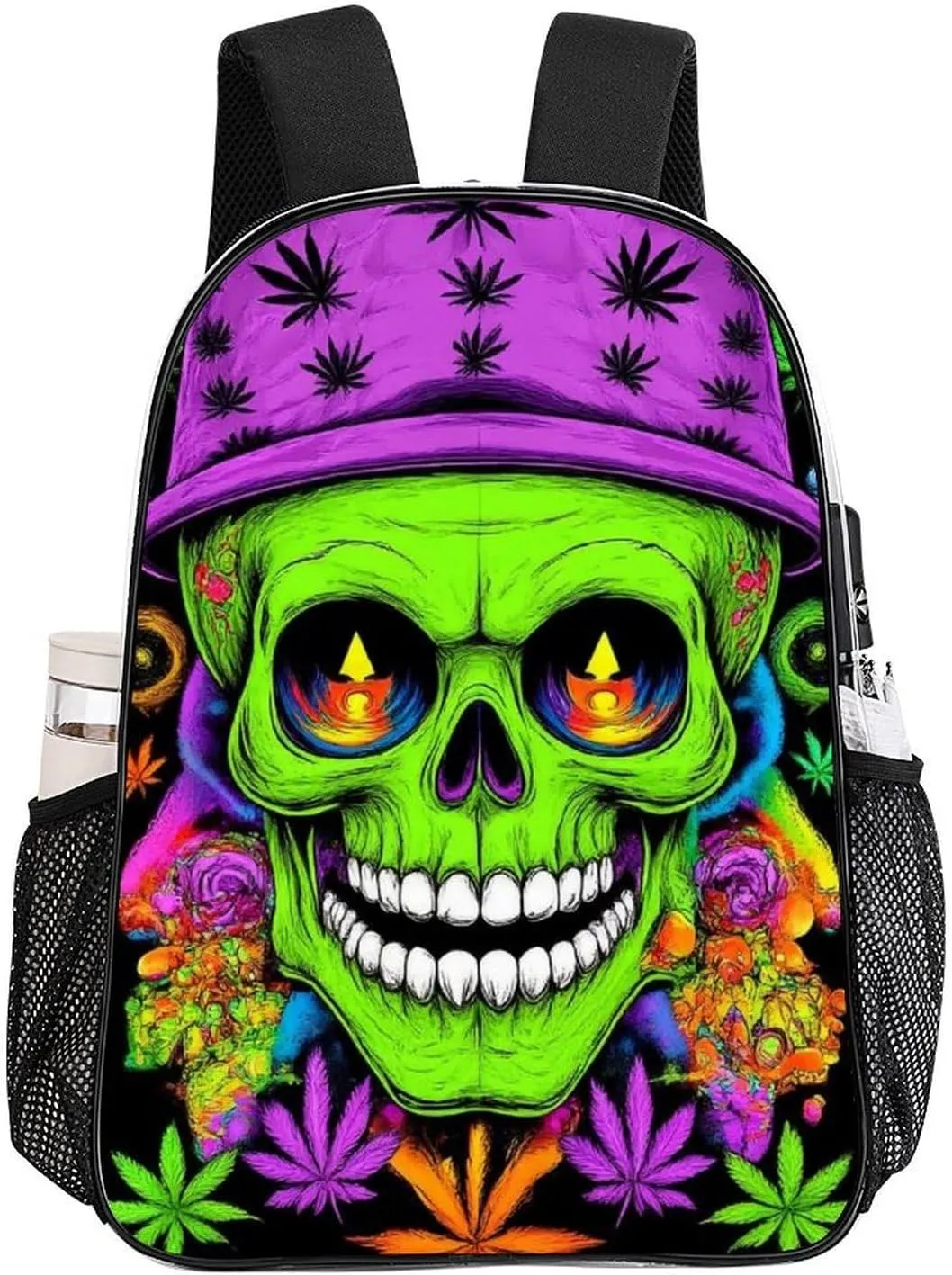 Supdreamc Adults Lightweight Trippy Space Marijuanaweed Alien Art Rucksacks Large Capacity Bookbag Transparent Bag for Trekking Outdoors Bicycle