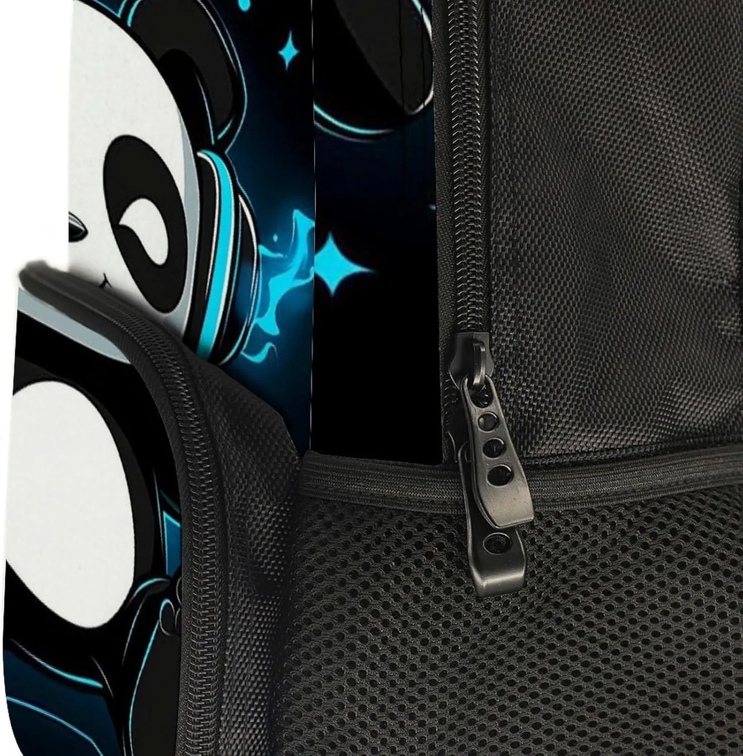 Supdreamc Black And White Panda Animal Headphones Music Cute Panda Daypack Backpack Polyester Multipurpose Anti-Theft Shoulder Bag Big Capacity Gym Outdoor Hiking Backpack With Smooth Zippers