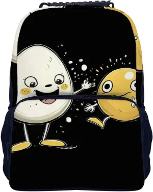 Supdreamc Funny Egg Print Black Rucksacks Lightweight Multipurpose Anti-Theft Shoulder Bag Large Capacity Business Computer Bag With Smooth Zippers