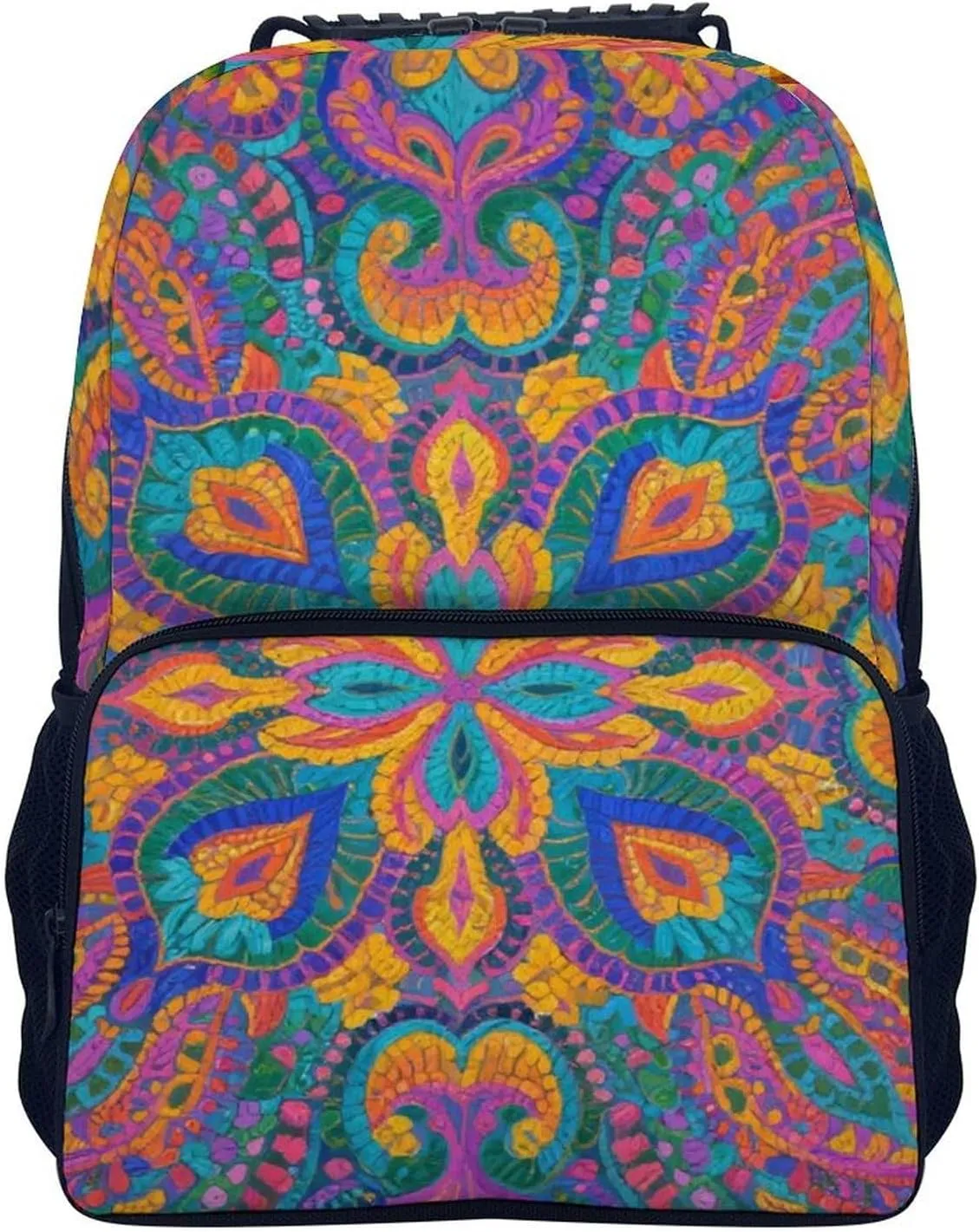 Supdreamc Lightweight Daypack Backpack for Sports Travel Running - Large Capacity Multipurpose Anti-Theft Bookbag, Colorful Flowers Leaves Paisley Art Laptop Backpack Daypack