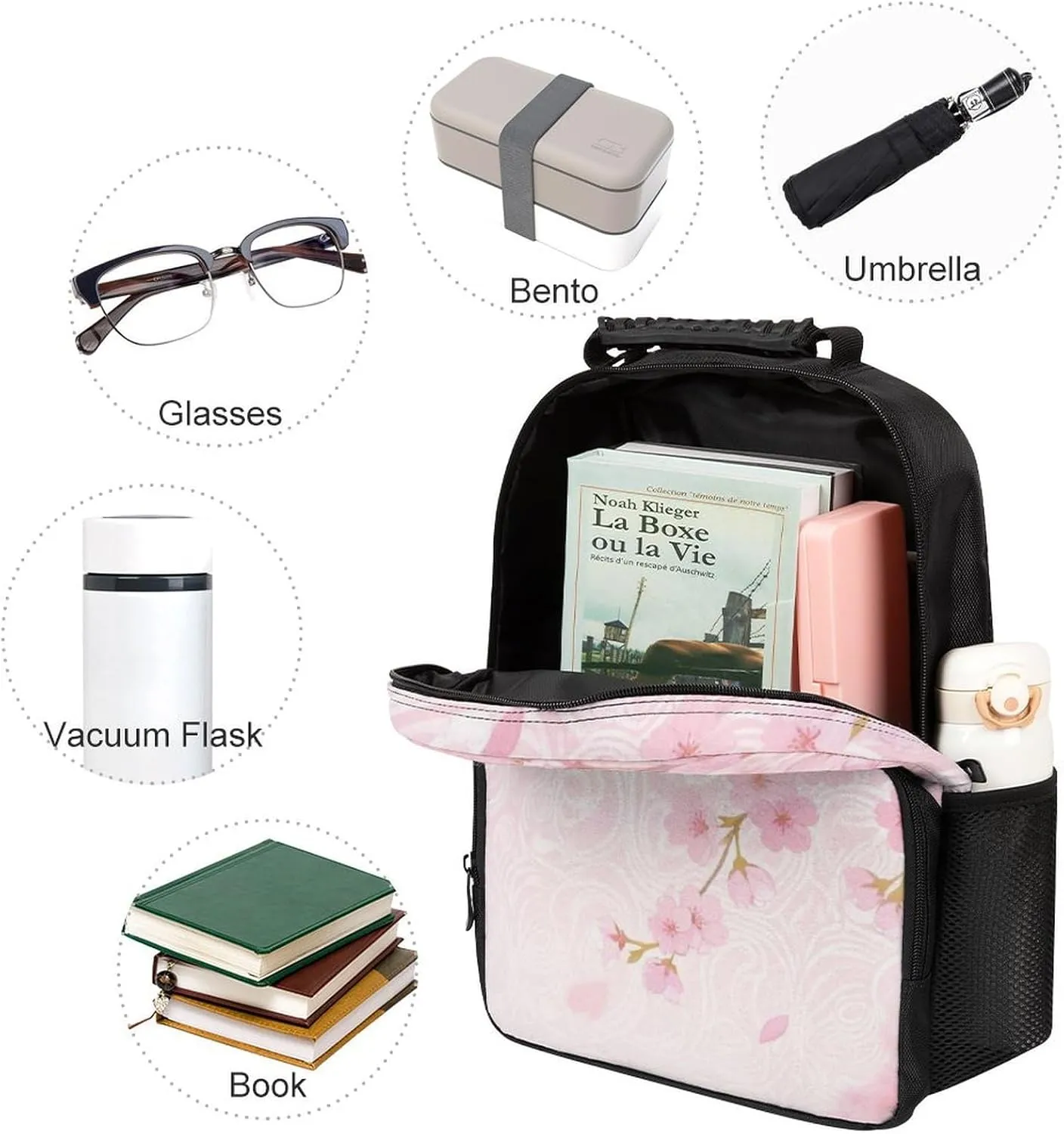 Supdreamc Lightweight Daypack Backpack for Trekking Work Running - Big Capacity Multipurpose Anti-Theft Bookbag, Spring Pink Blossom Trees Cherry Flowers Art Business Computer Bag