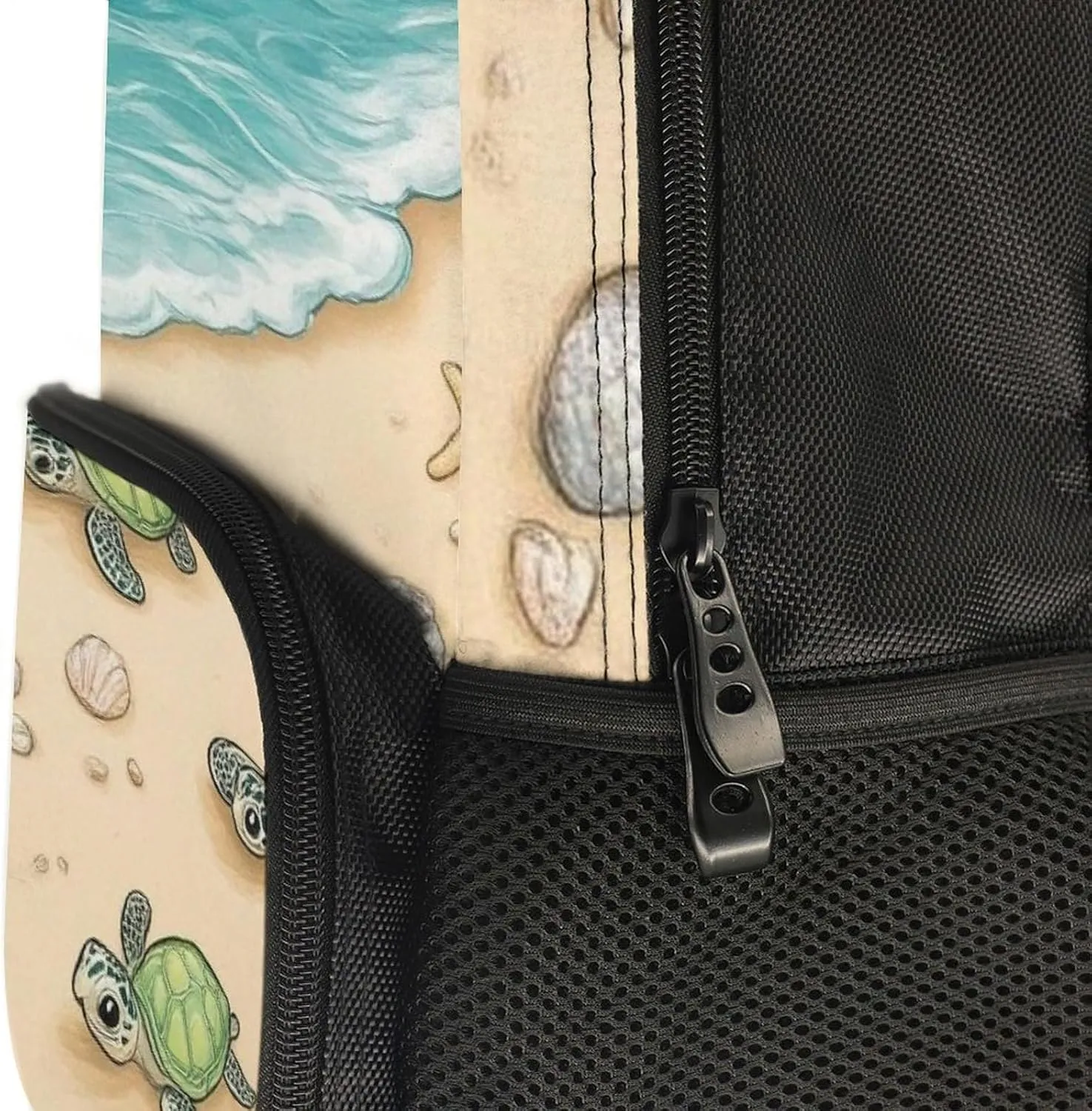 Supdreamc Men & Women Polyester Beach Turtles Backpack Large Capacity Bookbag With Smooth Zippers for Climbing Picnic Bicycle
