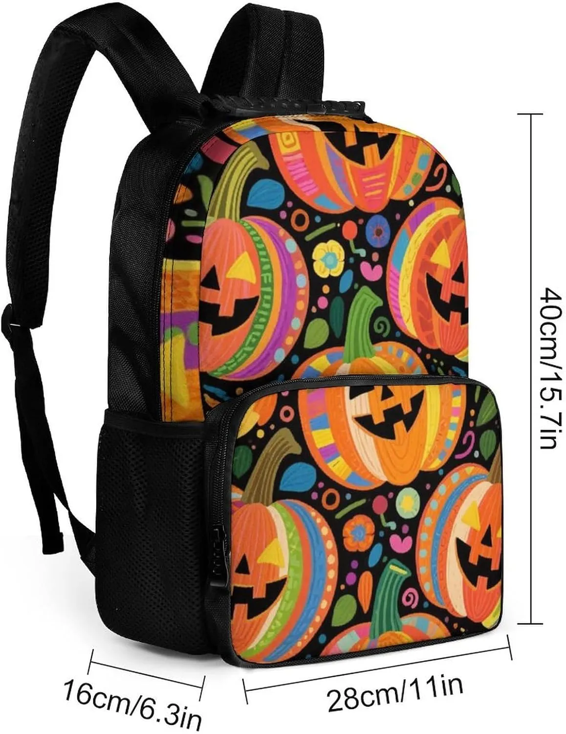 Supdreamc Men Women Lightweight Halloween Colorf Ul Pumpkins Art Casual Daypack Big Capacity Bookbag With Padded Straps for Gym Travel Walking Cycling