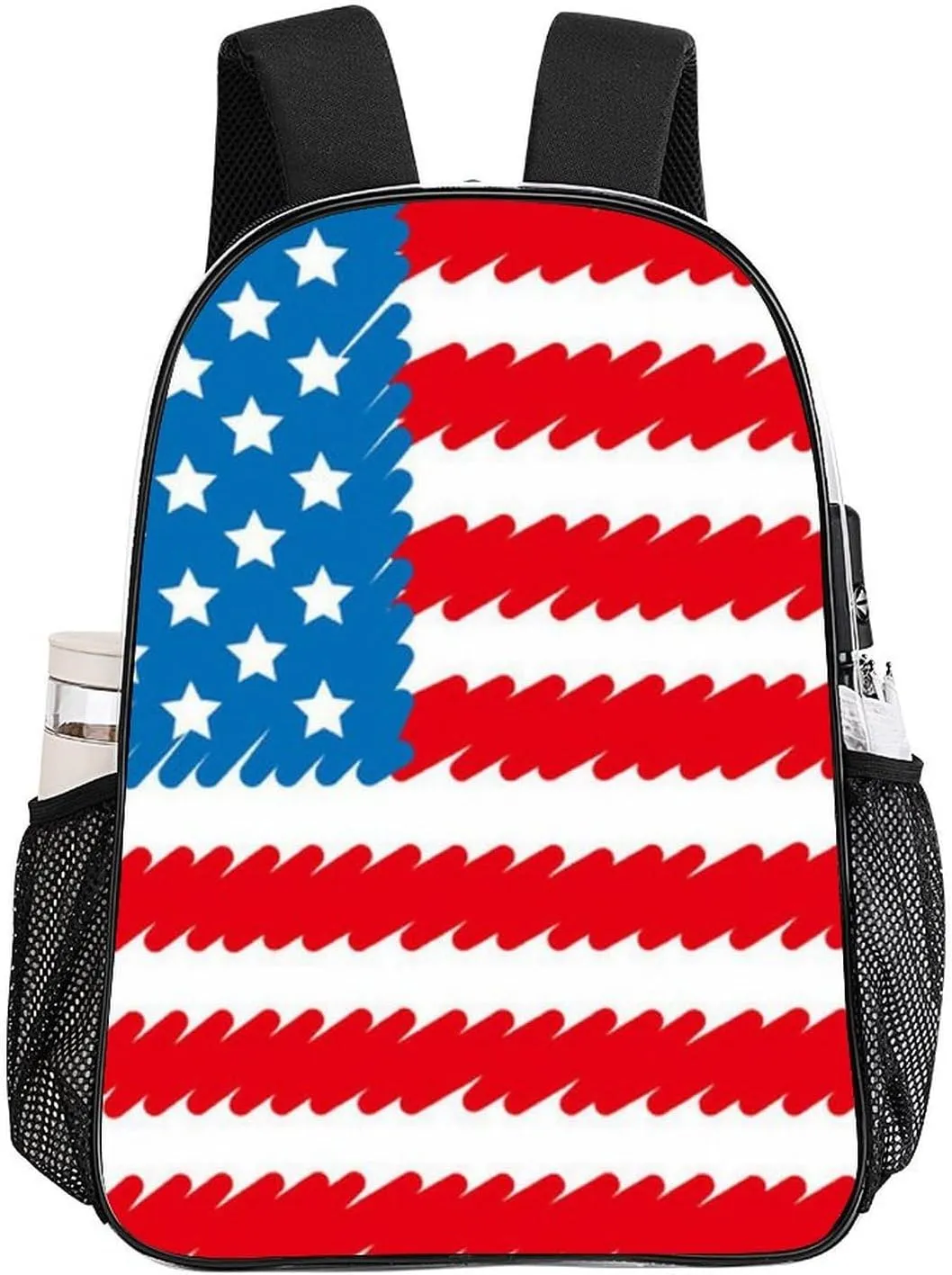 Supdreamc Men Women Lightweight Red Blue White American Flag Backpack Large Capacity Bookbag Transparent Bag for Gym Business Running
