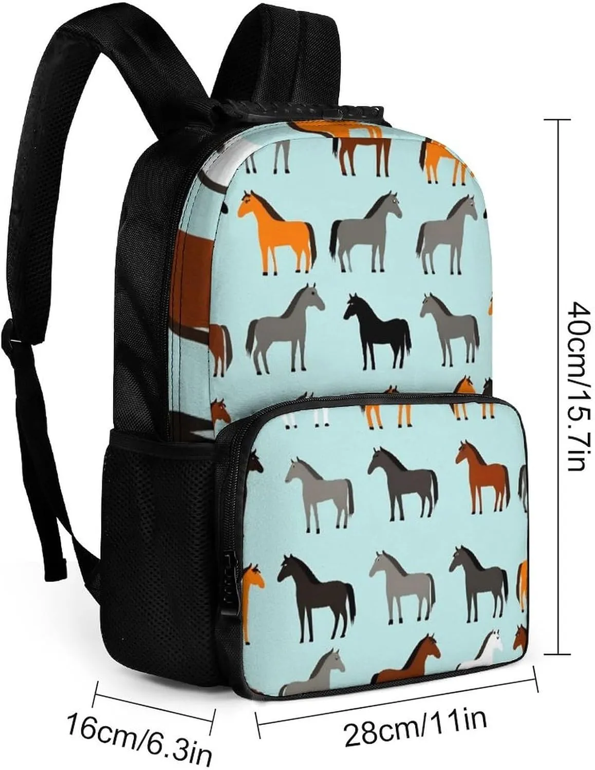 Supdreamc Polyester Daypack Backpack for Trekking Picnic Walking Cycling - Large Capacity Anti-Theft Multipurpose Shoulder Bag, Animal Print Horse Casual Daypack