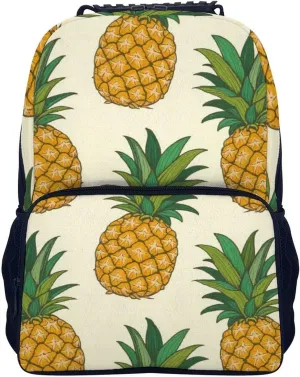 Supdreamc Polyester Daypack Backpack for Trekking Picnic Walking Cycling - Large Capacity Anti-Theft Multipurpose Shoulder Bag, Hawaiian Tropical Pineapple Art Casual Daypack