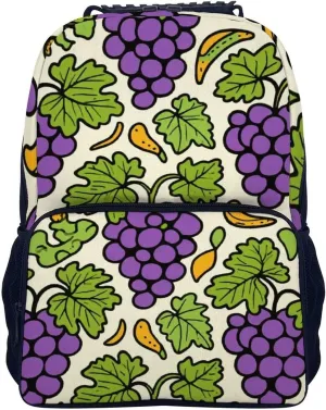 Supdreamc Polyester Daypack Backpack for Trekking Picnic Walking Cycling - Large Capacity Anti-Theft Multipurpose Shoulder Bag, Purple Grape Art Casual Daypack