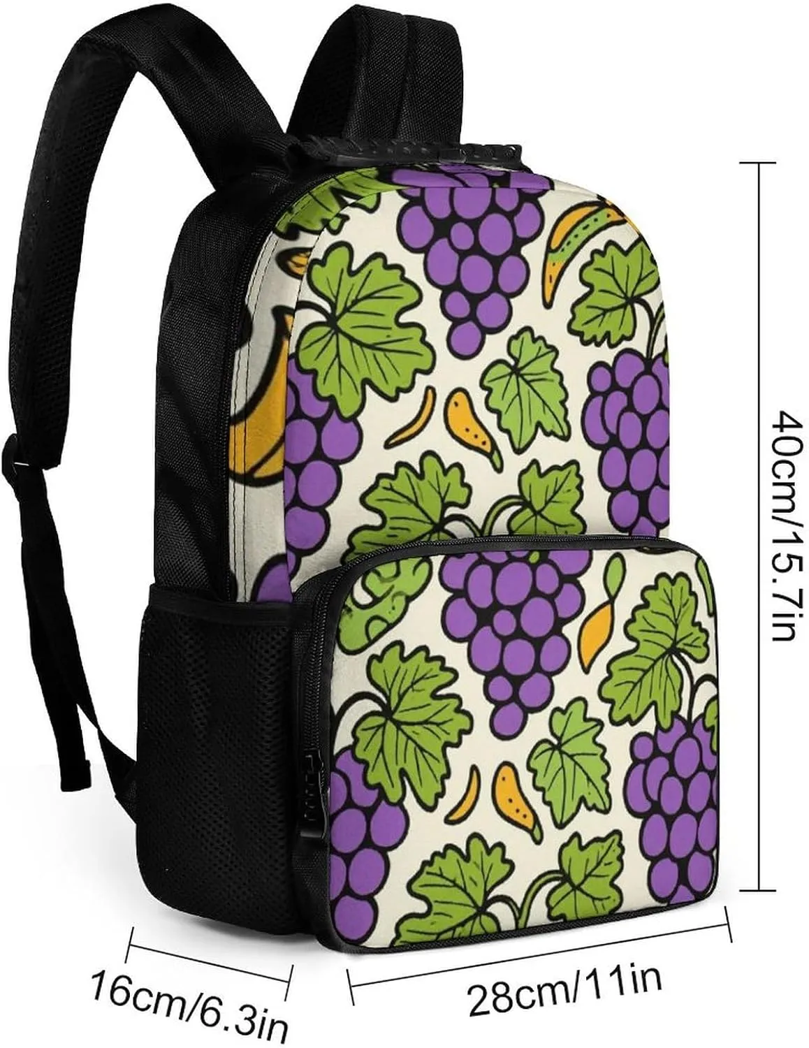 Supdreamc Polyester Daypack Backpack for Trekking Picnic Walking Cycling - Large Capacity Anti-Theft Multipurpose Shoulder Bag, Purple Grape Art Casual Daypack