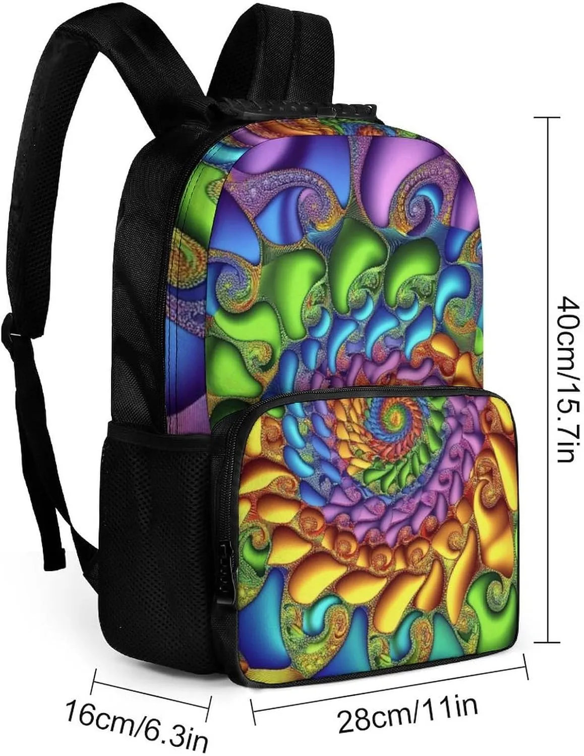 Supdreamc Polyester Daypack Backpack for Trekking Picnic Walking Cycling - Large Capacity Anti-Theft Multipurpose Shoulder Bag, Trippy Tie Dye Casual Daypack