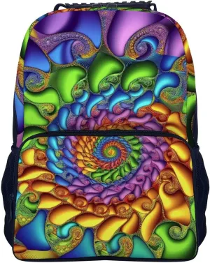 Supdreamc Polyester Daypack Backpack for Trekking Picnic Walking Cycling - Large Capacity Anti-Theft Multipurpose Shoulder Bag, Trippy Tie Dye Casual Daypack