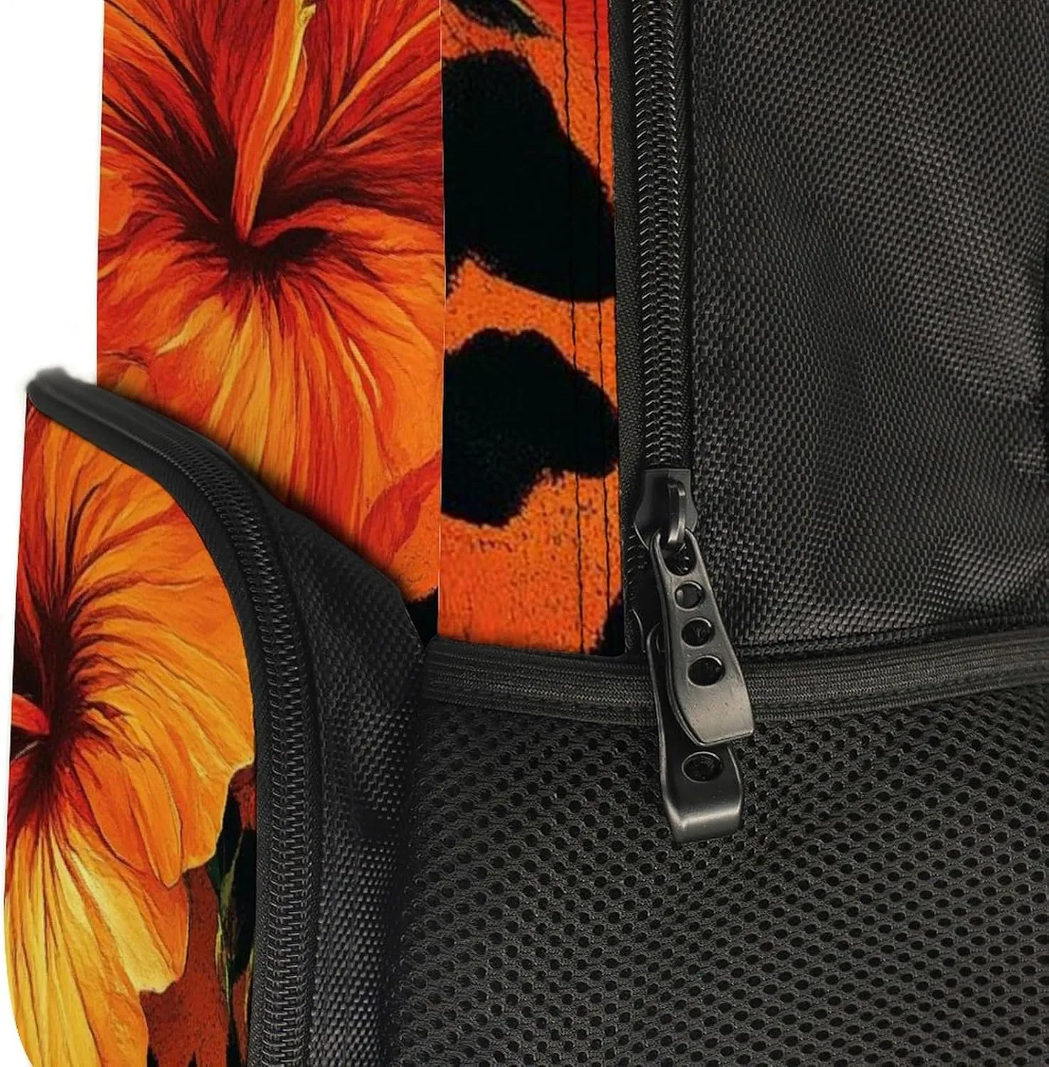 Supdreamc Polyester Daypack Bookbag for Gym Business Bicycle - Large Capacity Multipurpose Anti-Theft Carry On Bag, Orange Yellow Flower Floral Cheetah Leopard Print Travel Hiking Daypack