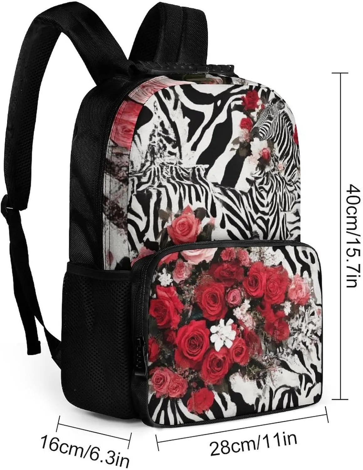 Supdreamc Polyester Daypack for Hiking Work Running - Big Capacity Anti-Theft Multipurpose Shoulder Bag, Cheetah Leopard Zebra Print Floral Black And White Travel and Sport Backpack Rucksack