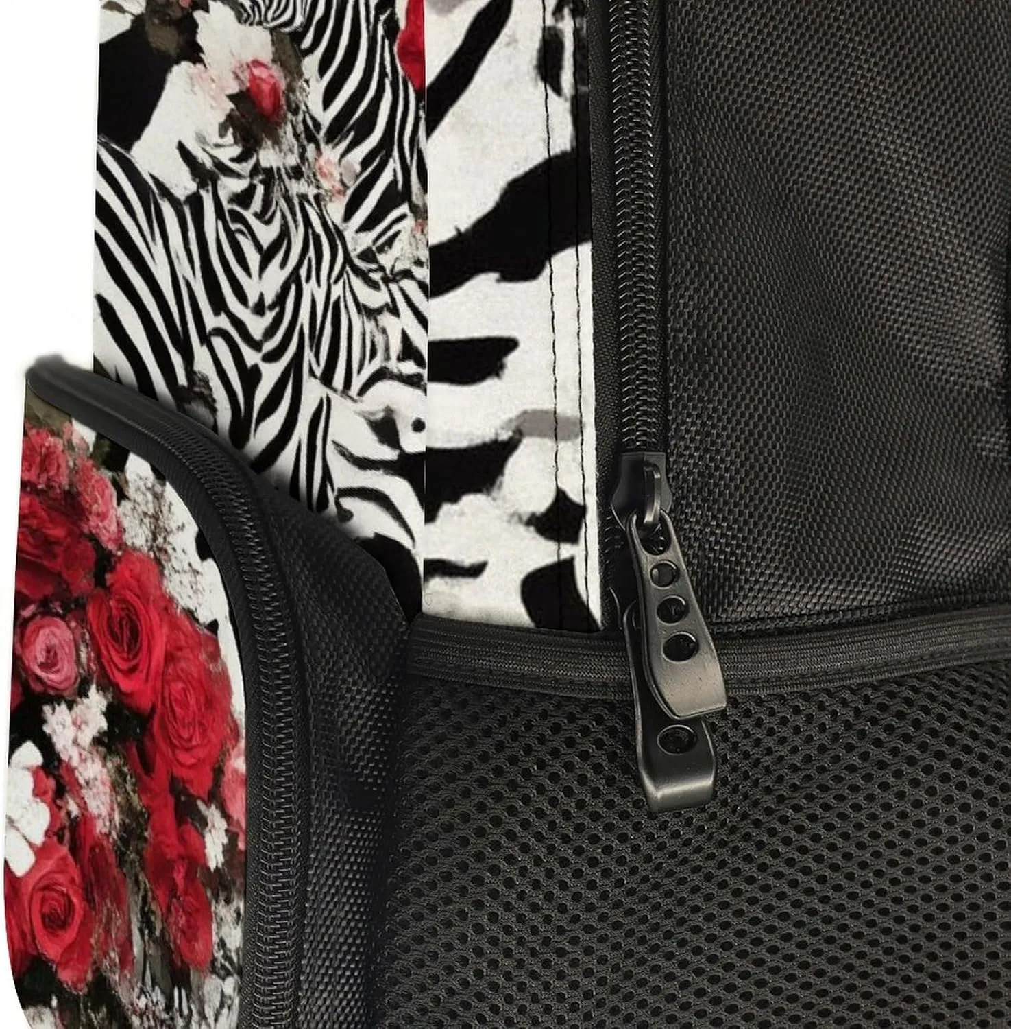 Supdreamc Polyester Daypack for Hiking Work Running - Big Capacity Anti-Theft Multipurpose Shoulder Bag, Cheetah Leopard Zebra Print Floral Black And White Travel and Sport Backpack Rucksack