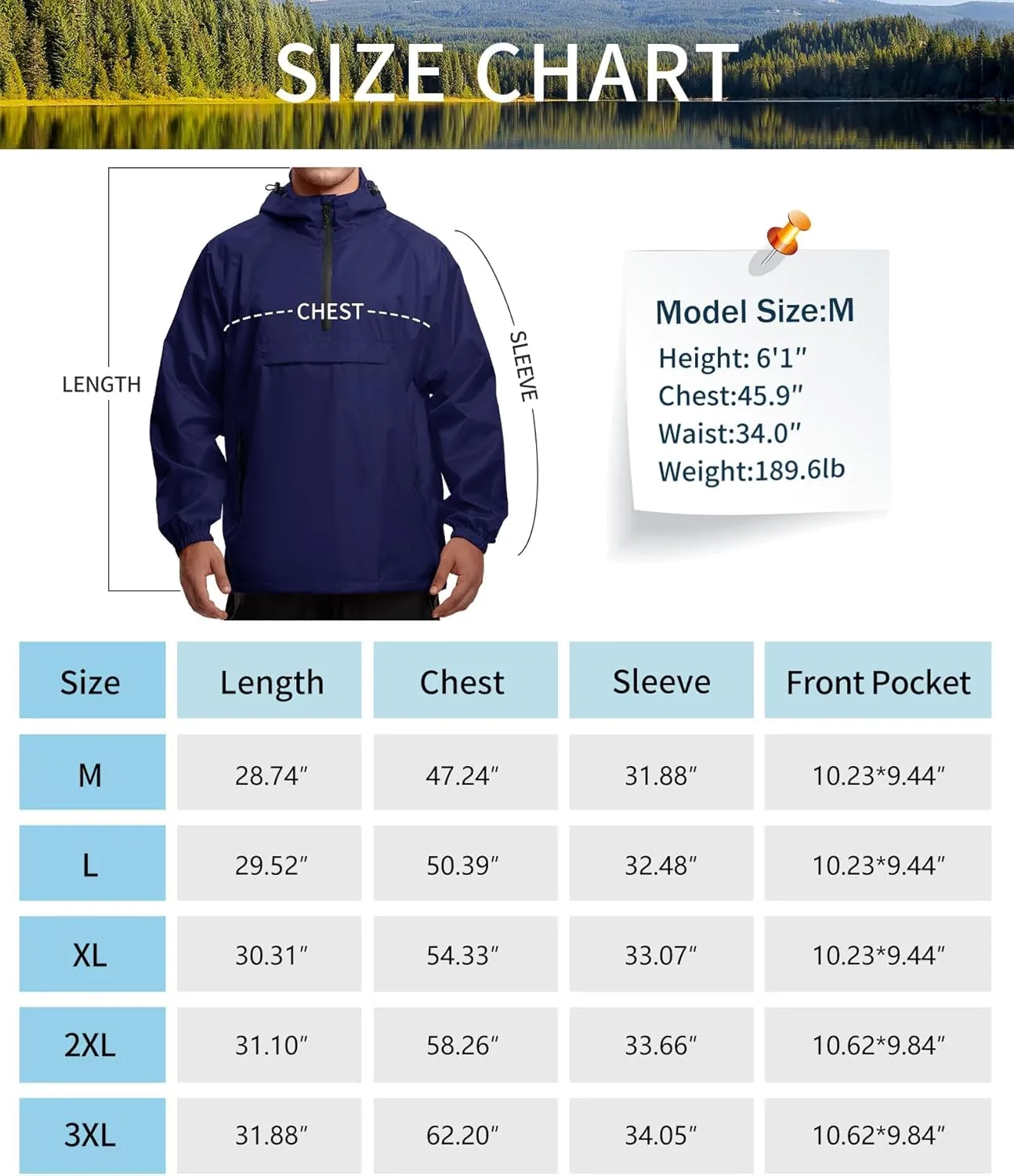 SWISSWELL Men's Rain Jacket Waterproof Lightweight Packable Pullover Windbreaker with Hood for Travel Hiking Golf
