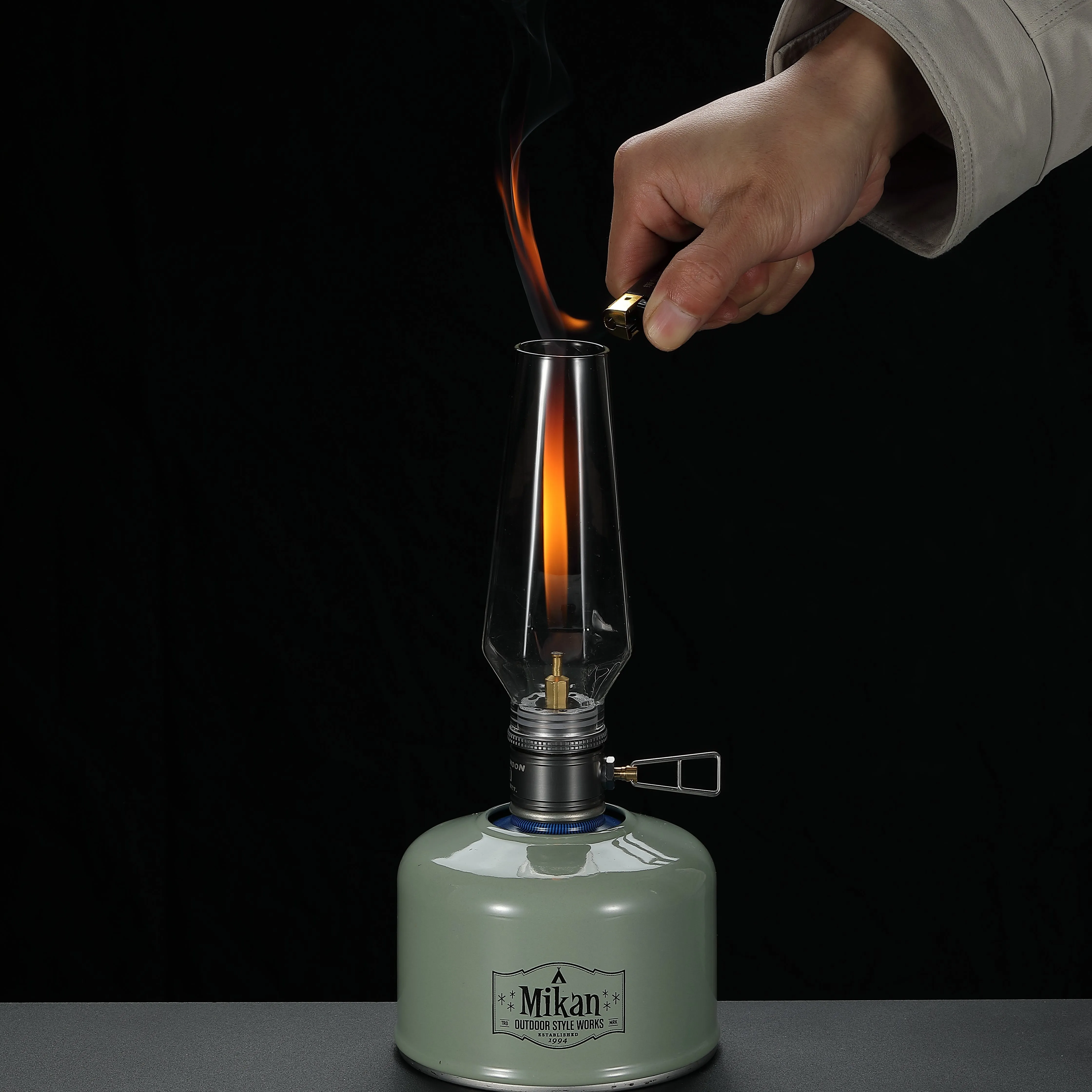 T-1 Camping Gas Lantern with Wooden Lantern Case