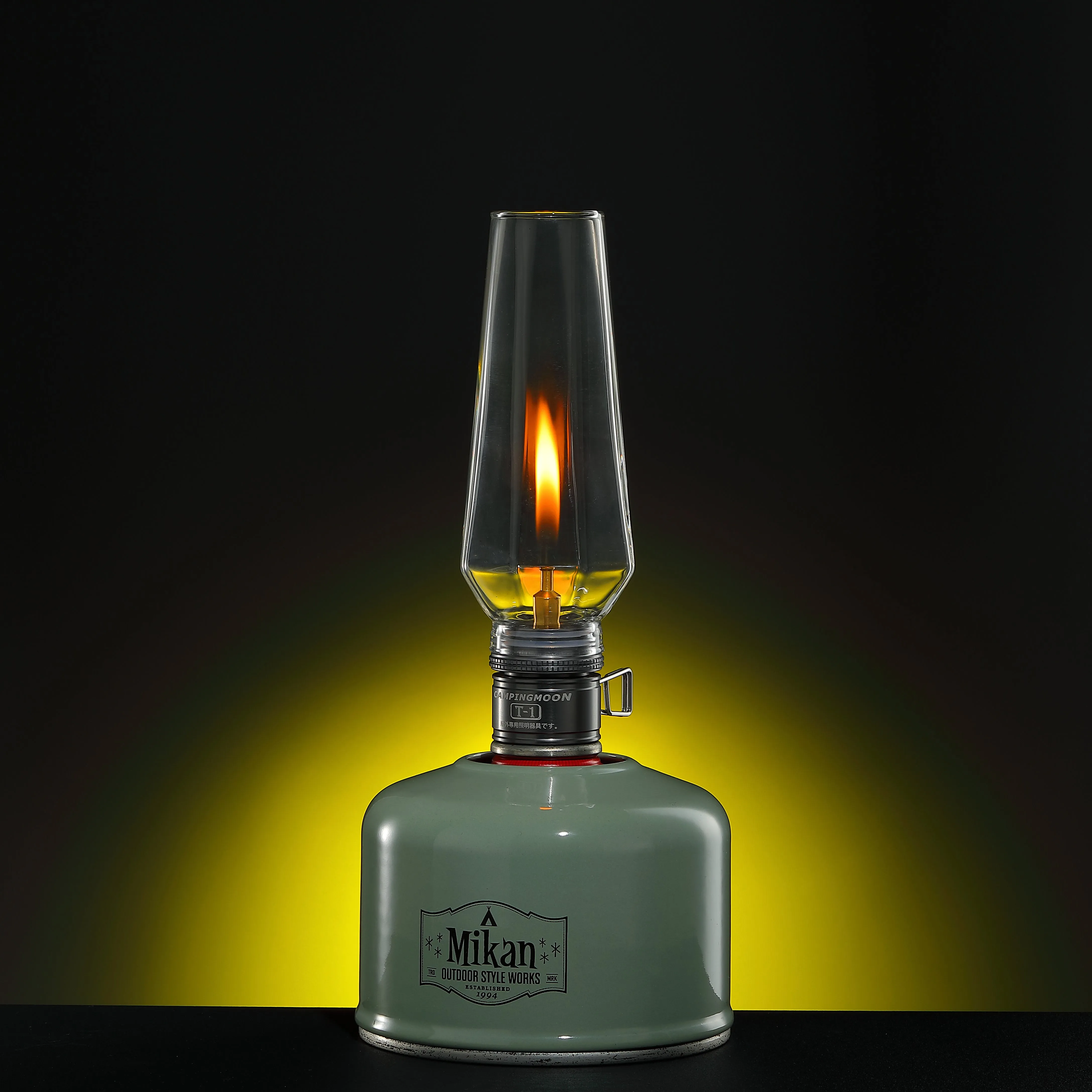 T-1 Camping Gas Lantern with Wooden Lantern Case