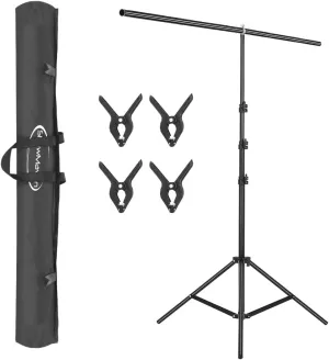 T-Shape Backdrop Stand 59in/150cm Wide 8.5ft Tall, Background Support Stand System with Carry Bag and 4 Clamps for Background, Photo and Video Studio