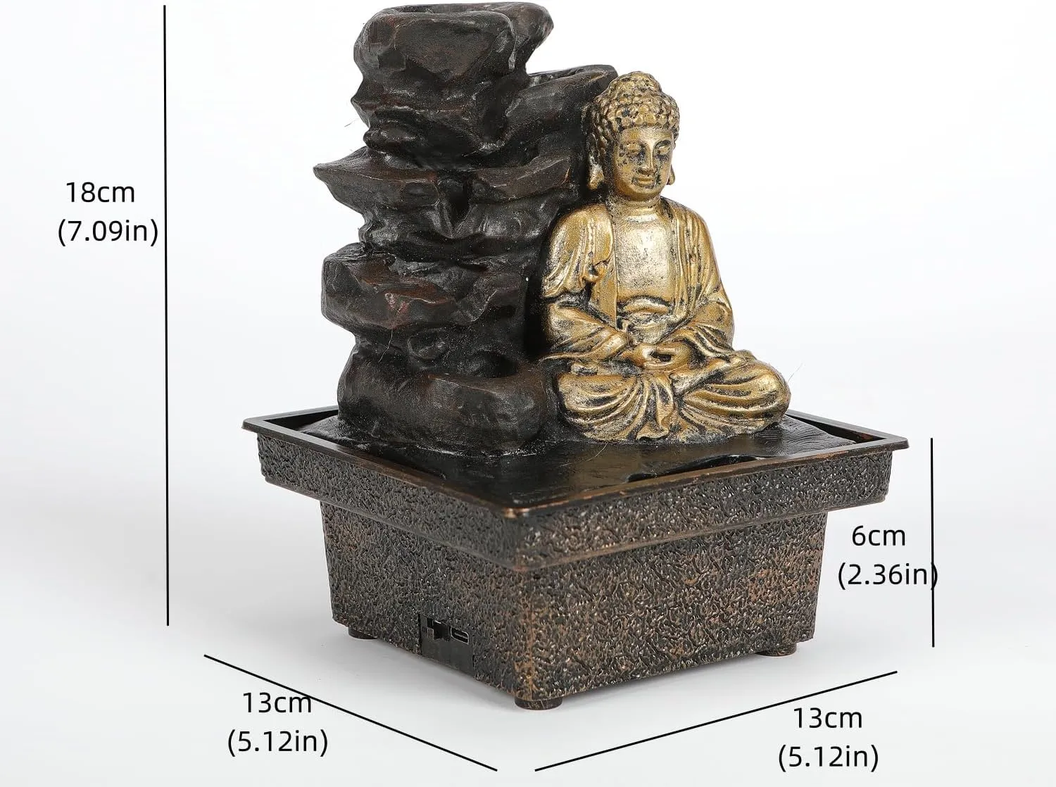 Tabletop Water Fountain Buddha Statue Desktop Indoor Waterfall Fountain Tabletop Humidifiers Home Decoration for Office, Living Room, or Bedroom
