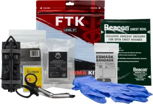 TacMed Solutions Field Trauma Kit Level 2T, (FTK-2T) Compact Trauma Waterproof Kit with Soft Tourniquet, Chest Seal 2PK, and Trauma Shears