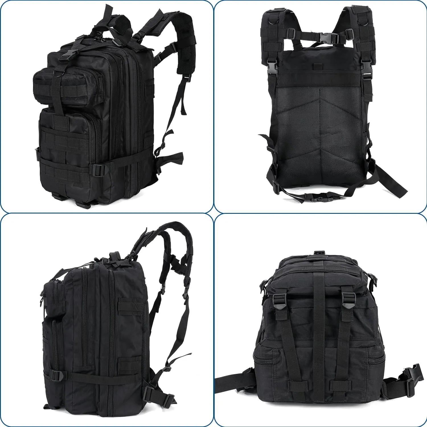 Tactical Backpack for Men Small Military Molle Backpack 30L Assault Pack Rucking Backpack for for Hiking Camping Travel Fishing Outdoors (Black)
