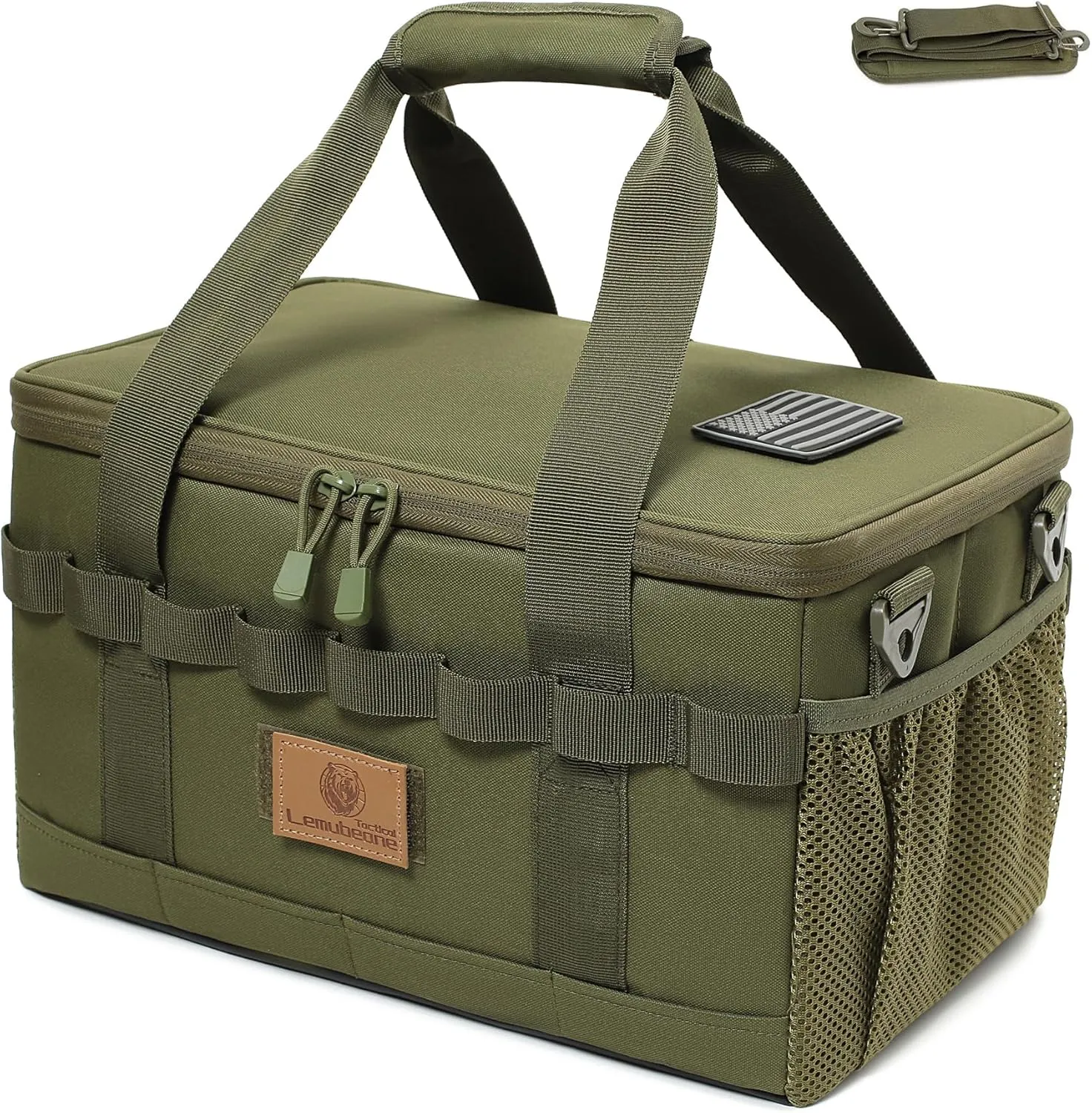 Tactical Camping Storage Bag 18L Tactical Utility Tote Bag Camping Cookware Organizer Trunk Organizer (Army Green)