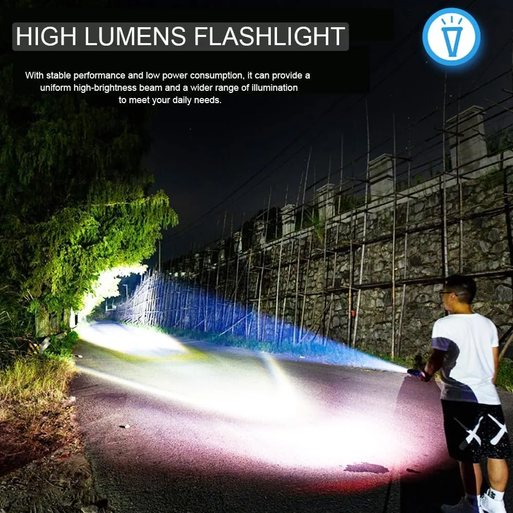 Tactical Flashlight 4 Pack, Bright Zoomable LED Flashlight with High Lumens with 5 Modes, Waterproof Portable Pocket Flash Light for Emergency, Camping, and Outdoor Use