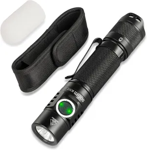 Tactical Flashlight Sofirn SC31T with Holster and Diffuser, Rechargeable Powerful Flashlights for Emergencies, Pocket EDC Flashlights, 2000 HIgh Lumens, LED Bright Flashlight for Home, Battery Powered