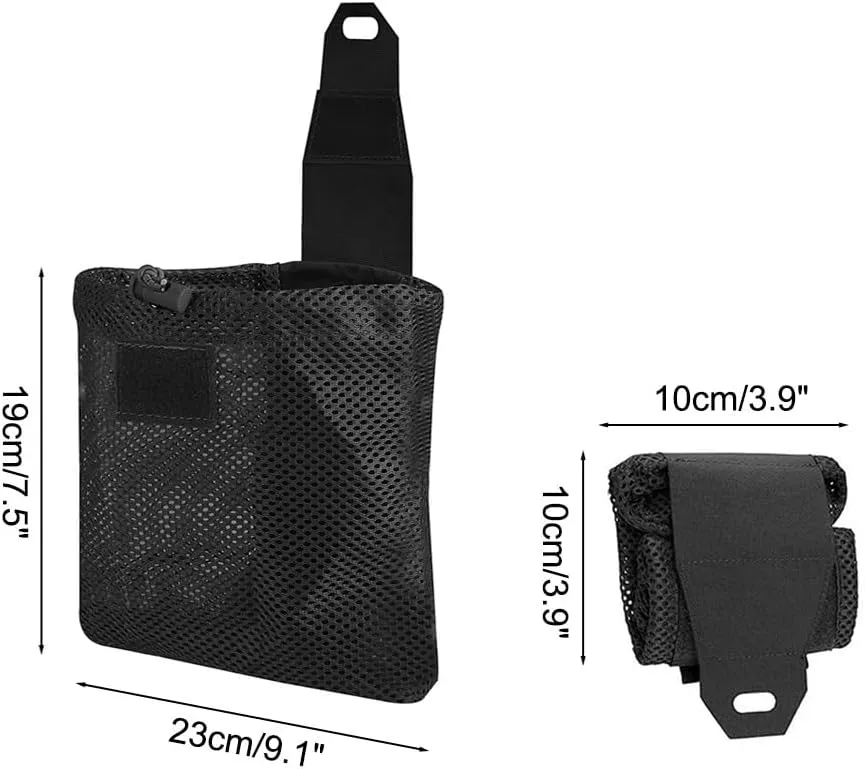 Tactical Molle Dump Pouch, Foldable Dump Bag Mesh Drawstring Utility Pouch for Camping Hiking Hunting Cycling Adventure