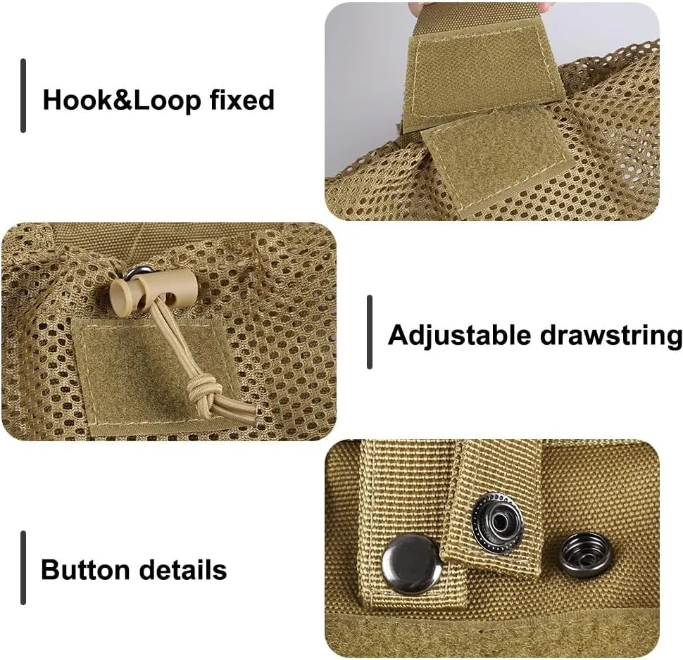 Tactical Molle Dump Pouch, Foldable Dump Bag Mesh Drawstring Utility Pouch for Camping Hiking Hunting Cycling Adventure