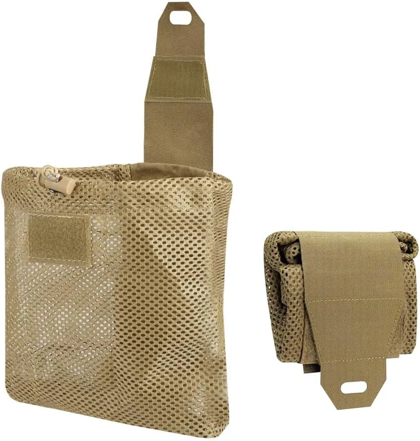 Tactical Molle Dump Pouch, Foldable Dump Bag Mesh Drawstring Utility Pouch for Camping Hiking Hunting Cycling Adventure