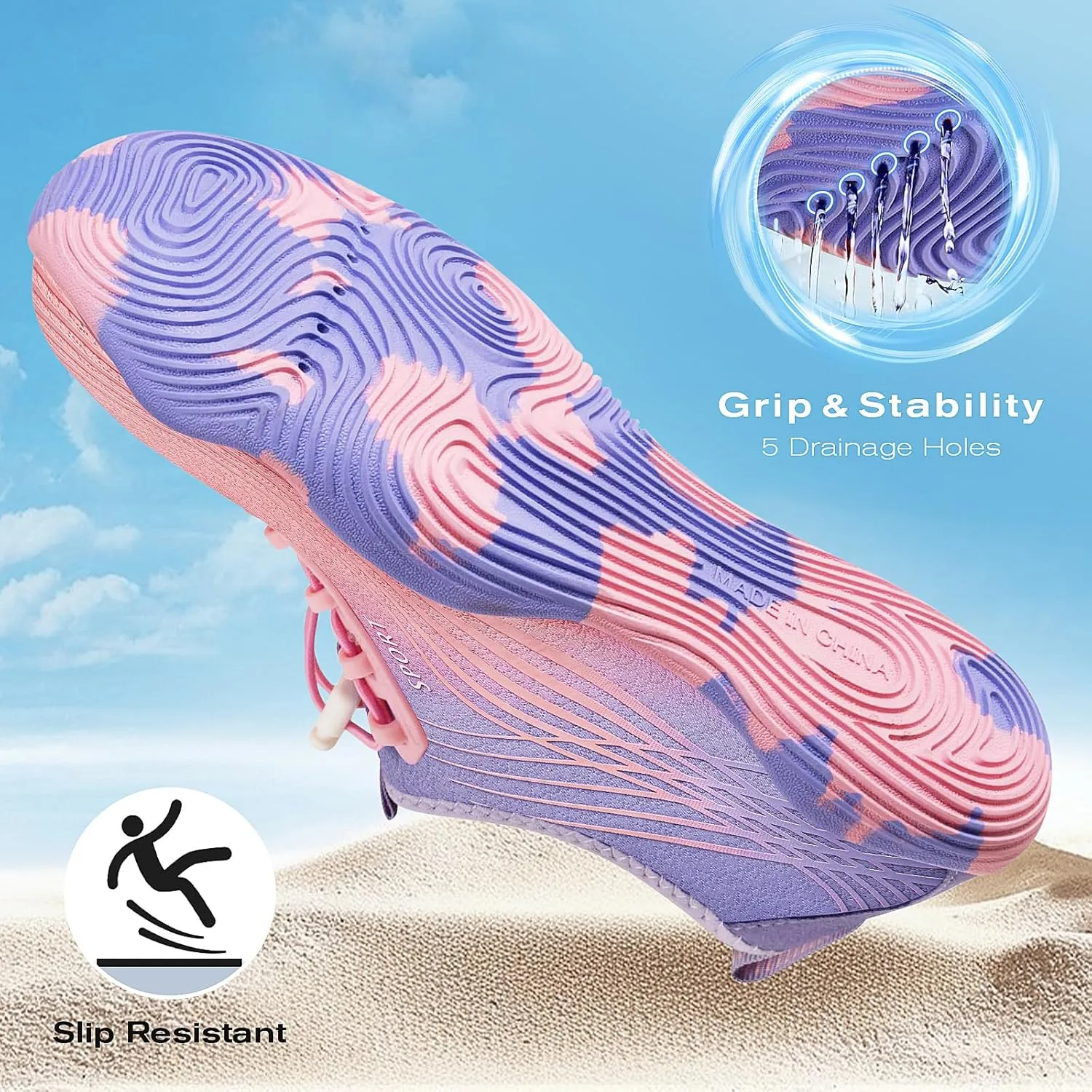 Tanamo Water Shoes for Women Men Quick Dry Swim Beach Barefoot River Aqua Shoes for Hiking Boating Camping Grounding Surfing