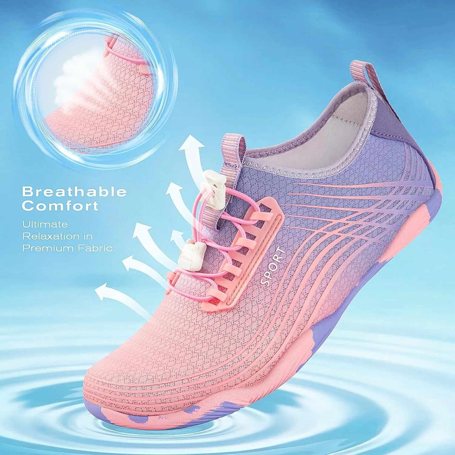 Tanamo Water Shoes for Women Men Quick Dry Swim Beach Barefoot River Aqua Shoes for Hiking Boating Camping Grounding Surfing