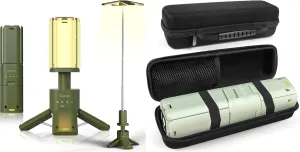 Telescopic Camping Lights Rechargeable 14000 mAh Led Multifunction Magnetic Lanterns with Storage Case（Green）