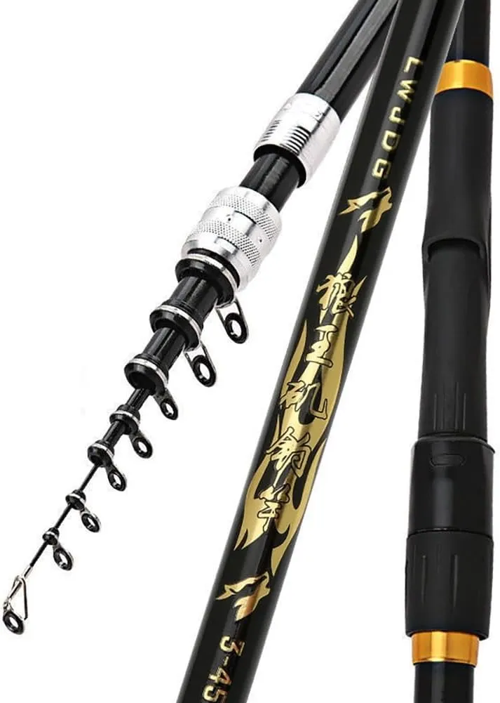 Telescopic Fishing Rod Lightweight Carbon Fiber Freshwater and Saltwater Fishing Pole 3.6m 4.5m 5.4m 6.3m 7.2m for Travel Boating Trips Durable Portable for Men Wome(Size:6.3m)
