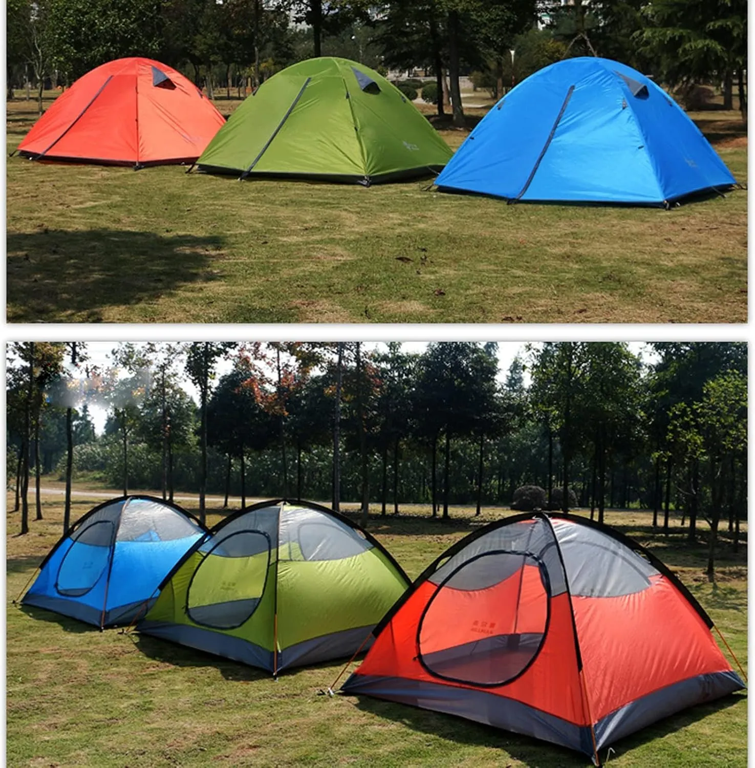 Tent 2 Person Ultralight Double Layer Aluminum Poles Waterproof Windproof Camping Tent Beach Tent (Color : 2 Person Blue) (2 Person Red One Size) (3 P