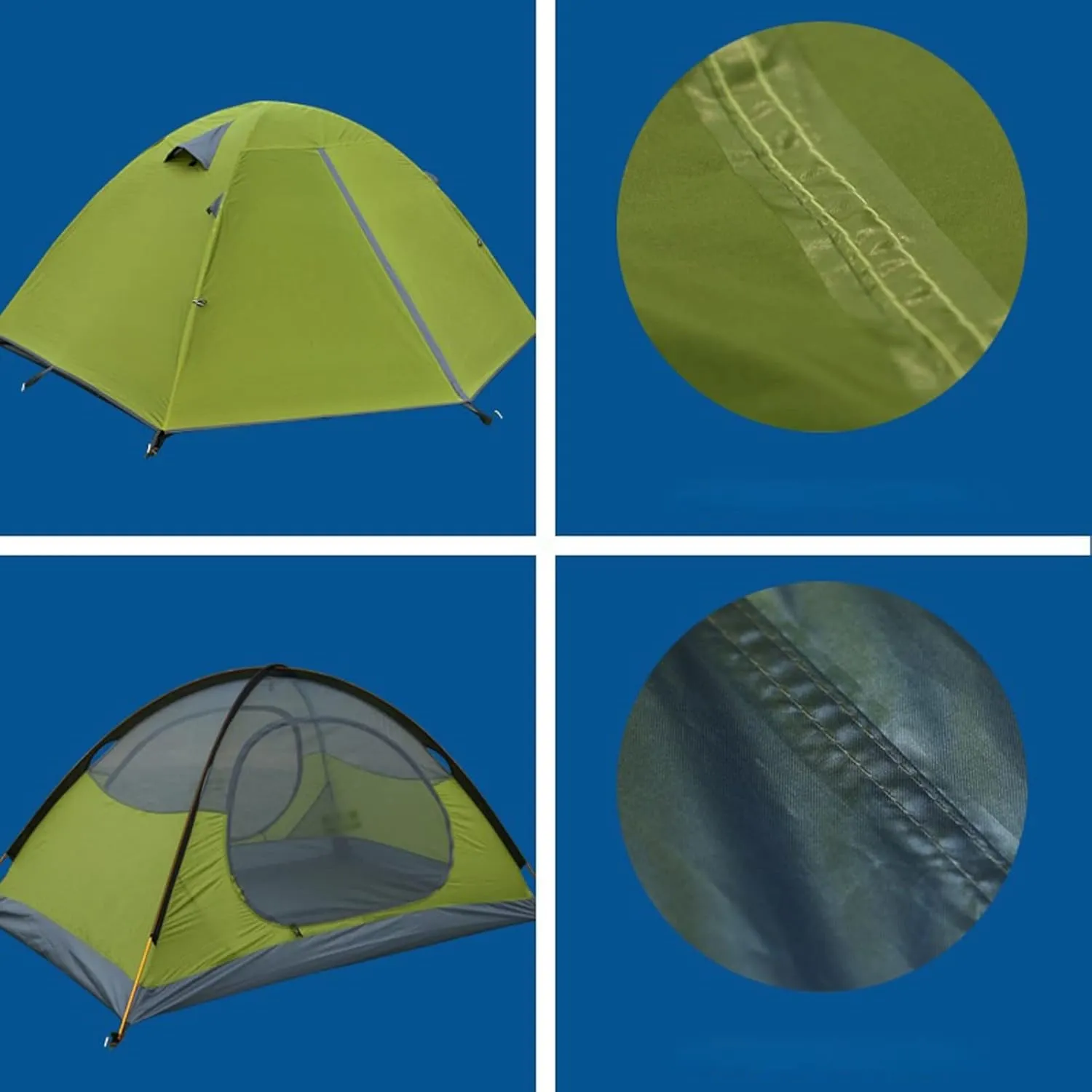 Tent 2 Person Ultralight Double Layer Aluminum Poles Waterproof Windproof Camping Tent Beach Tent (Color : 2 Person Blue) (2 Person Red One Size) (3 P