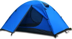 Tent 2 Person Ultralight Double Layer Aluminum Poles Waterproof Windproof Camping Tent Beach Tent (Color : 2 Person Blue) (2 Person Red One Size) (3 P