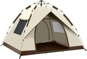 Tent 3-4 Person Fully Outdoor Automatic Quick Open Tent Tent Camping Family Outdoor Llightweight Instant Setup Tent Lightweight (Color : Beige Two Window)