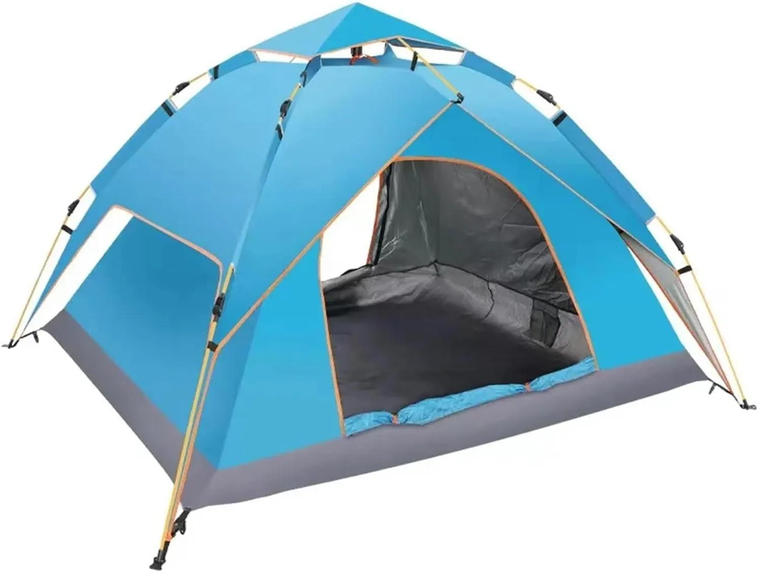 Tent 3-4 Person Fully Outdoor Automatic Quick Open Tent Tent Camping Family Outdoor Llightweight Instant Setup Tent Lightweight (Color : Blue Double Layer)