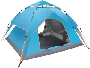 Tent 3-4 Person Fully Outdoor Automatic Quick Open Tent Tent Camping Family Outdoor Llightweight Instant Setup Tent Lightweight (Color : Blue Double Layer)