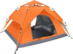 Tent 3-4 Person Fully Outdoor Automatic Quick Open Tent Tent Camping Family Outdoor Llightweight Instant Setup Tent Lightweight (Color : Orange Double Layer)