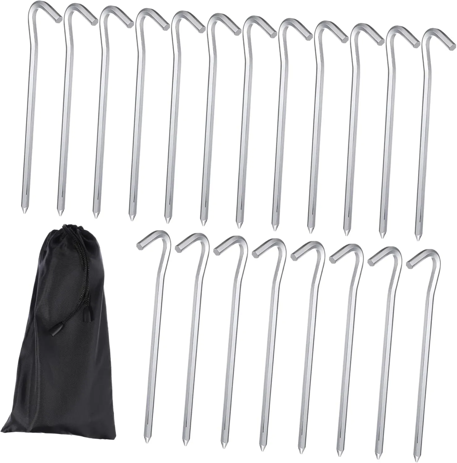 Tent Ground Pegs 20 Pcs Heavy Duty Aluminum Alloy Tent Stakes Slip Hook Design Tarps Camping