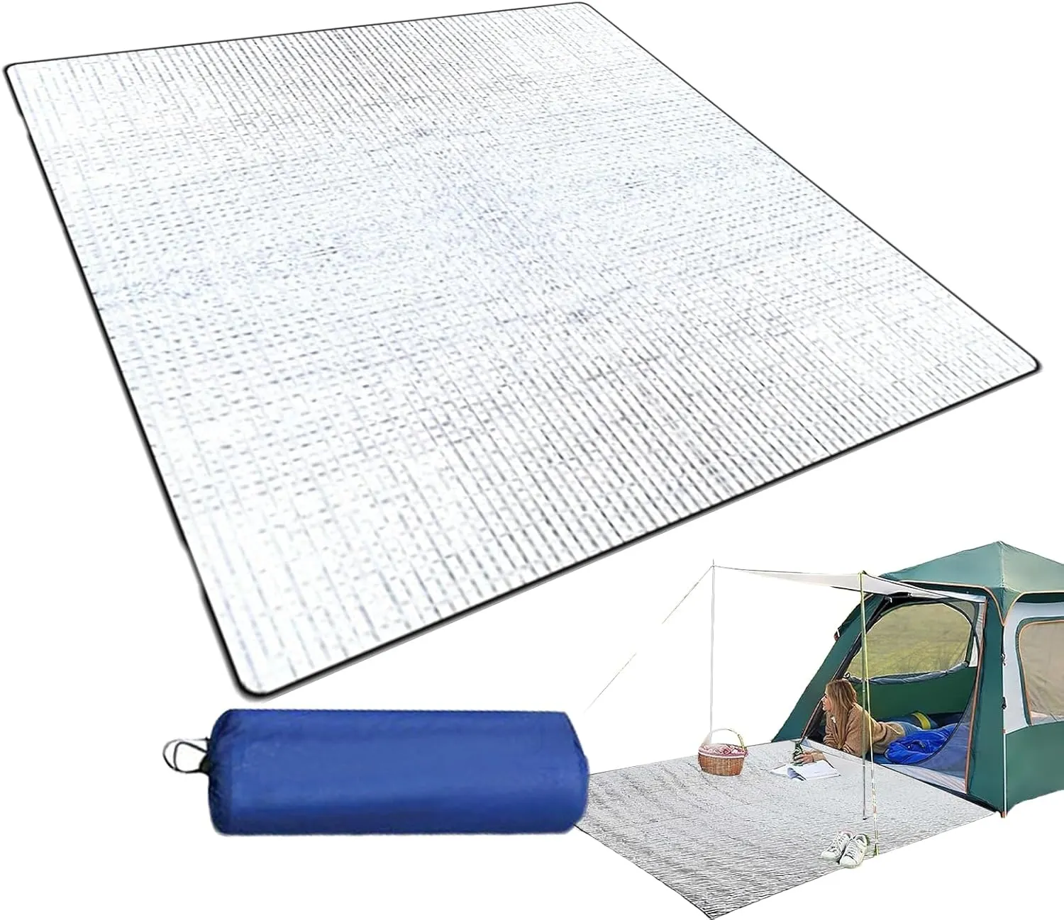 Tent Mat for Camping - Thermal Foil Sleeping Mat for Camping | Foldable Outdoor Thermal Foil Mat, Double-Sided Insulating Aluminum Foil Picnic Pad for Hiking Picnics Survival Beach Camping