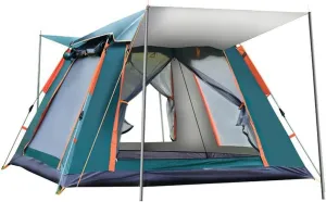 Tent Outdoor Automatic Quick Open Tent Rainfly Waterproof Camping Tent Family Outdoor Instant Setup Tent with Carring Bag (Color : Orange) (Red)